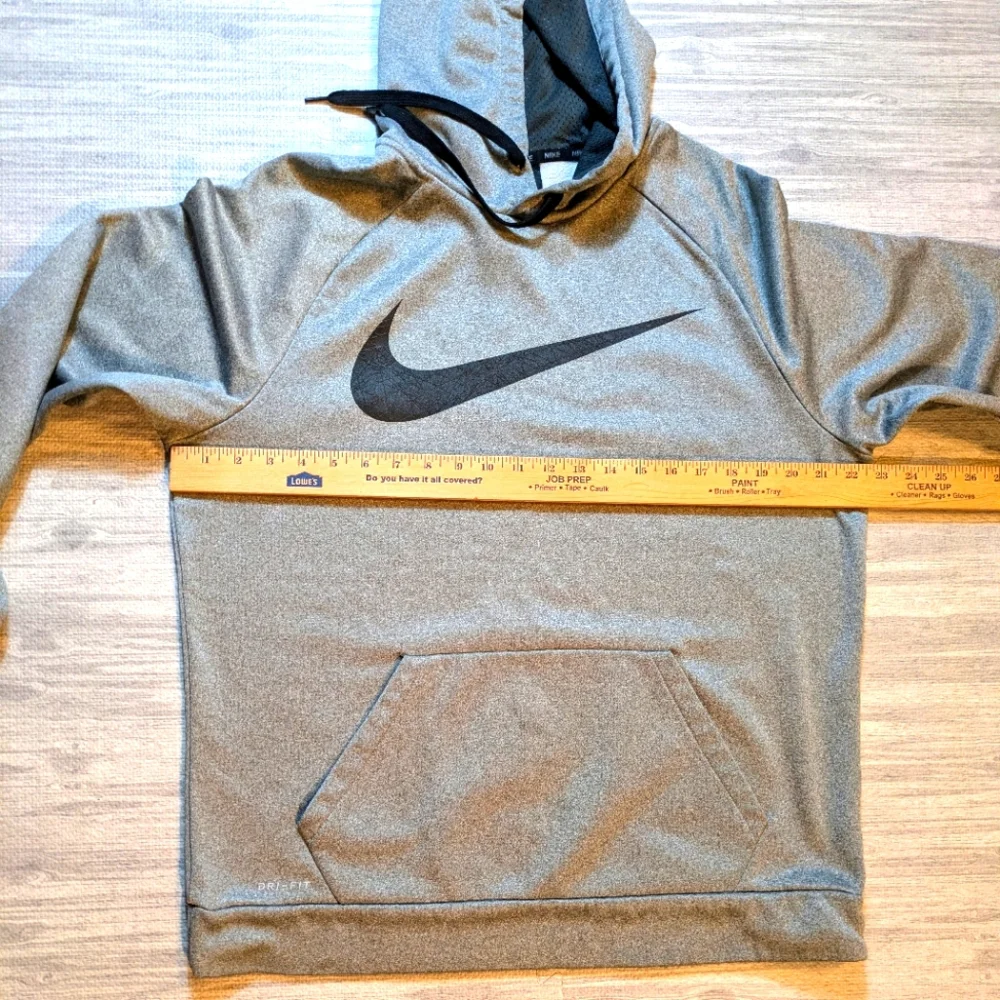 NIKE DRI-FIT Hoodie Sweatshirt Gray w/Black Swoosh,‎ Atleisure, Athletic, Sz L